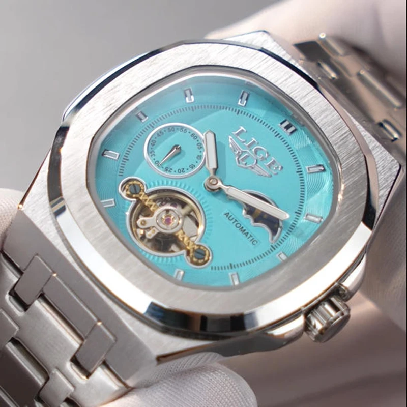 

Автоматические классические часы LIGE 2026: Мужские модные роскошные механические часы, спортивные водонепроницаемые светящиеся наручные часы, подарки, Reloj