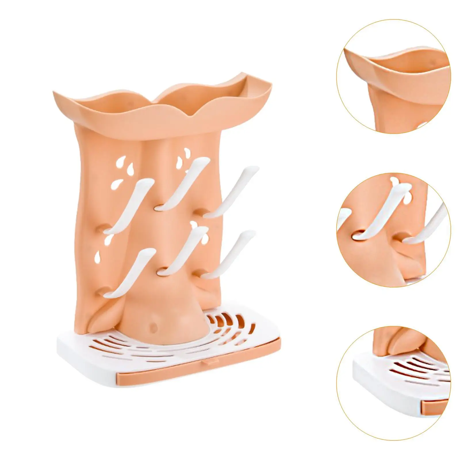 رف تجفيف زجاجات الأطفال 6 خطاف لتوفير المساحة وحامل الحلمة وحامل اللهاية وموزع سهل التنظيف ومجفف الزجاجات العمودي #5