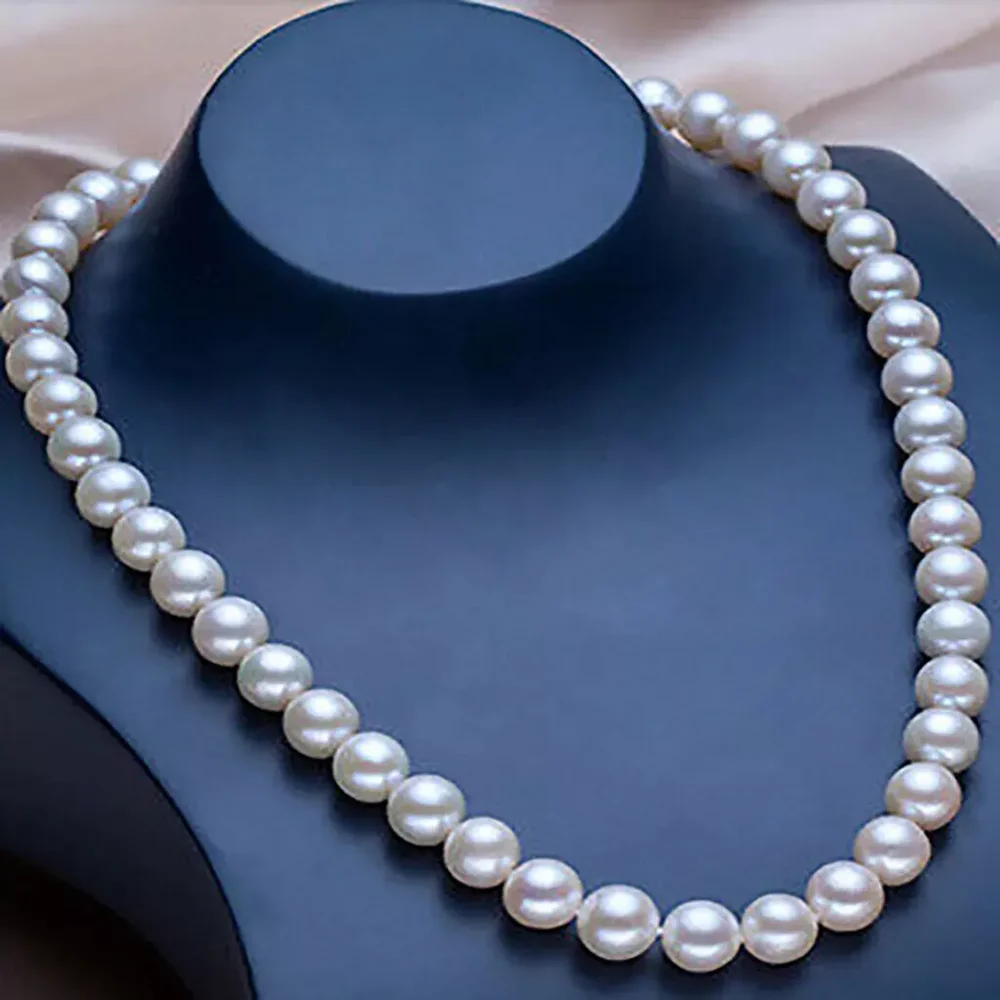 

Bestselling AAAA 8-9mm Perfect Round Nanhai Authentic White Pearl Necklace 18/36 inch 925s