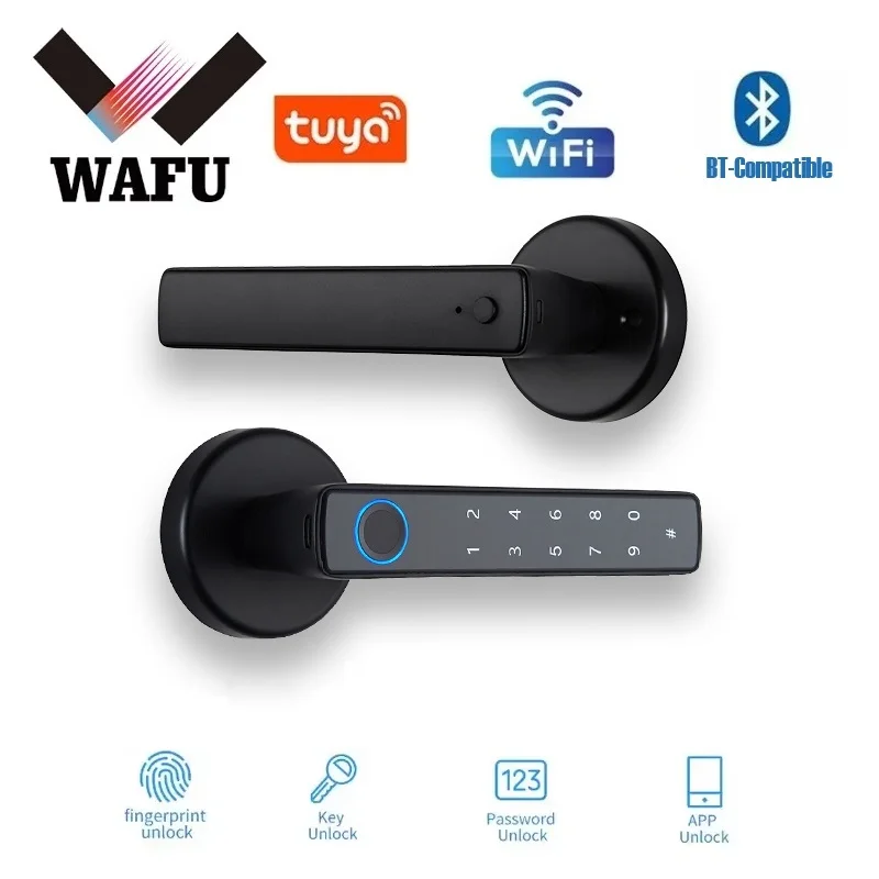 

Умный замок Tuya с отпечатками пальцев, финансовый уровень, электронный внутренний цифровой дверной замок, пароль/ключ/разблокировка приложения Tuya, домашняя ванная комната