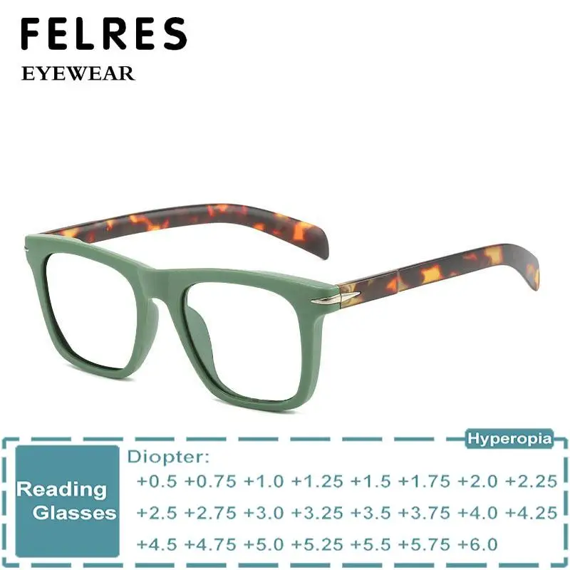 

Зеленые квадратные очки для чтения с защитой от синего света для мужчин и женщин, ретро очки для дальнозоркости, оптические очки с прозрачными линзами, индивидуальные диоптрии