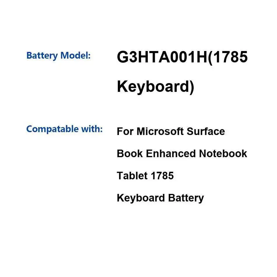 

Tablet Battery 8030Mah For Microsoft Surface Book Enhanced Notebook 1785 Keyboard G3HTA001H