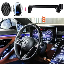 Car Phone Holder For Mercedes-Benz S Class W223 2021 2022 2023 2024 Screen Panel Fixed Base Wireless Charging Phone Holder Car
