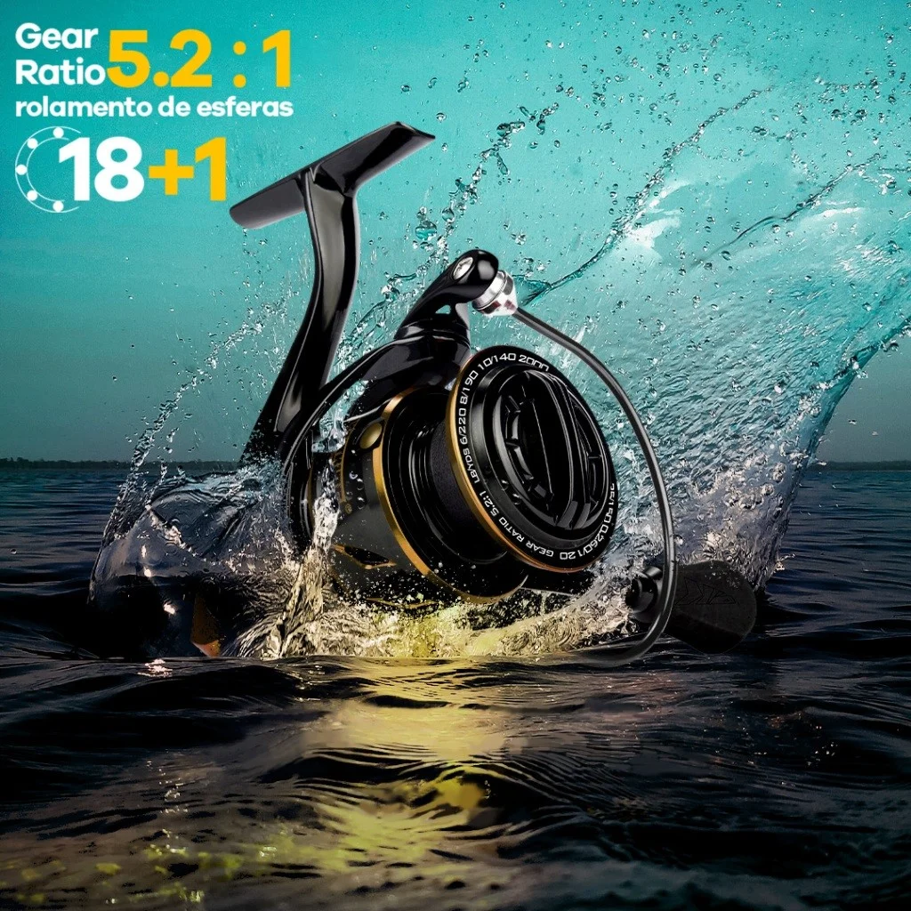 Carretilha de Pesca Profissional EVA Metal Resistente à Corrosão Salina Modelos HD1000 a 7000 para Pesca em Alto Mar
