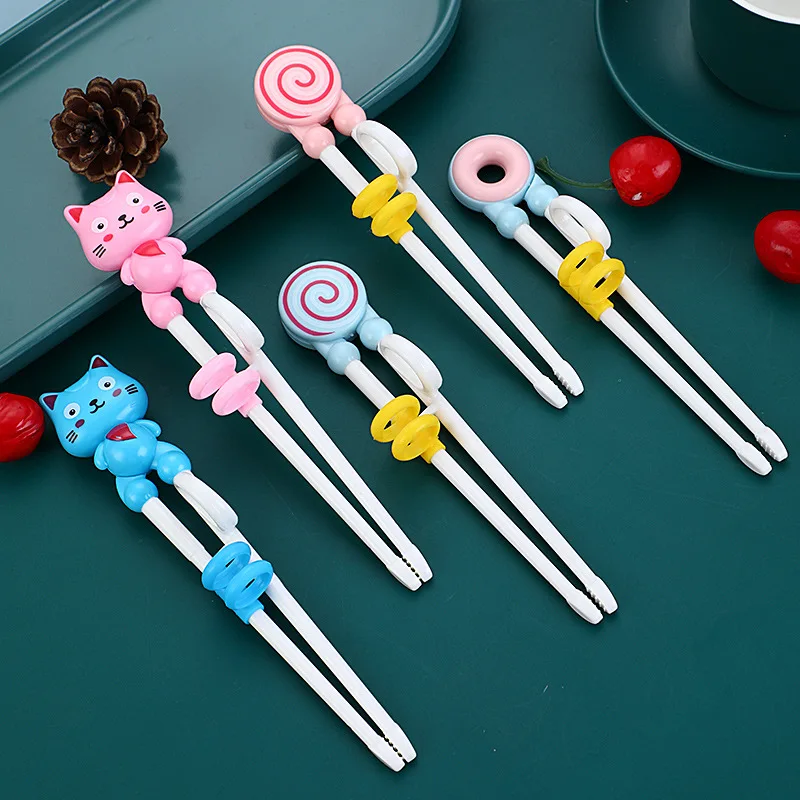 1 Pair Cartoon Cat/lollipop Baby Kids Beginner Easy Use Fun Learning Training Helper Chopsticks for Child Gifts Cute Chopsticks