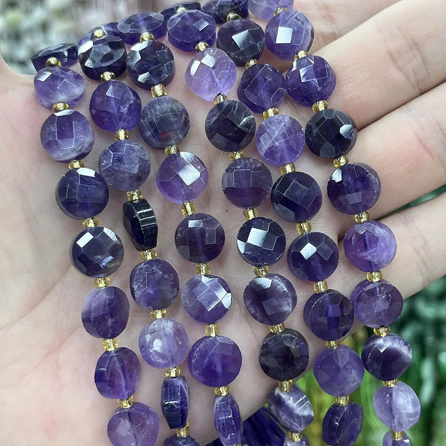 

Натуральный кристалл аметиста, ограненный, каплевидной формы, россыпью, для изготовления ювелирных изделий, DIY, ожерелья, браслета, 15 дюймов, 10 мм