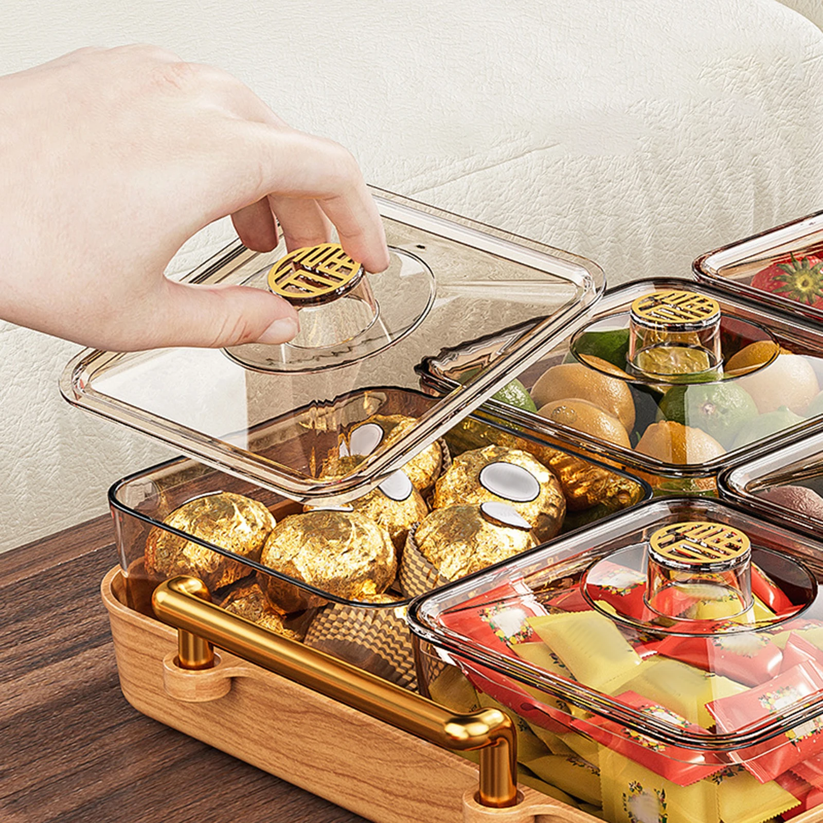 Divided Snack Serving Bowl Tray Candy Nut Container Dish Platter Dried Fruit Tray for Holiday Desktop Multifunctional