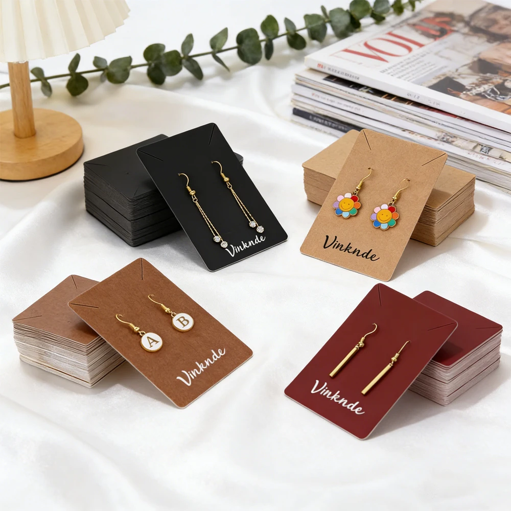 

Custom Logo Kraft White Grey Jewelry Display Cards Handmade DIY Jewelry Storage Cardboard for Necklace Earring Hairpin Pendants