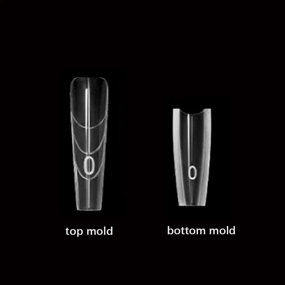 

240pcs Coffin Shape Sandwich Nail Forms Almond Shape No-Trace Nail Tips Clear Extension with Auxiliary Line False Nails