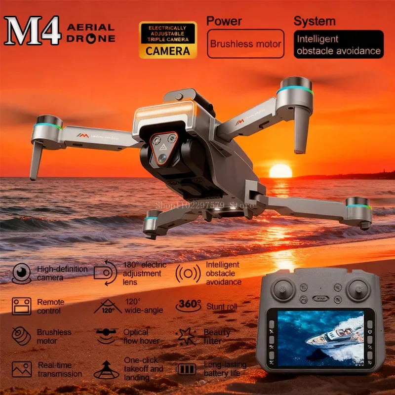

New M4 Drone 8K HD 4.5 Screen Remote Control 8K HD Dual-Camera Aerial Photography 360° Flip Quadcopter Dron RC Toy For Kids Gift