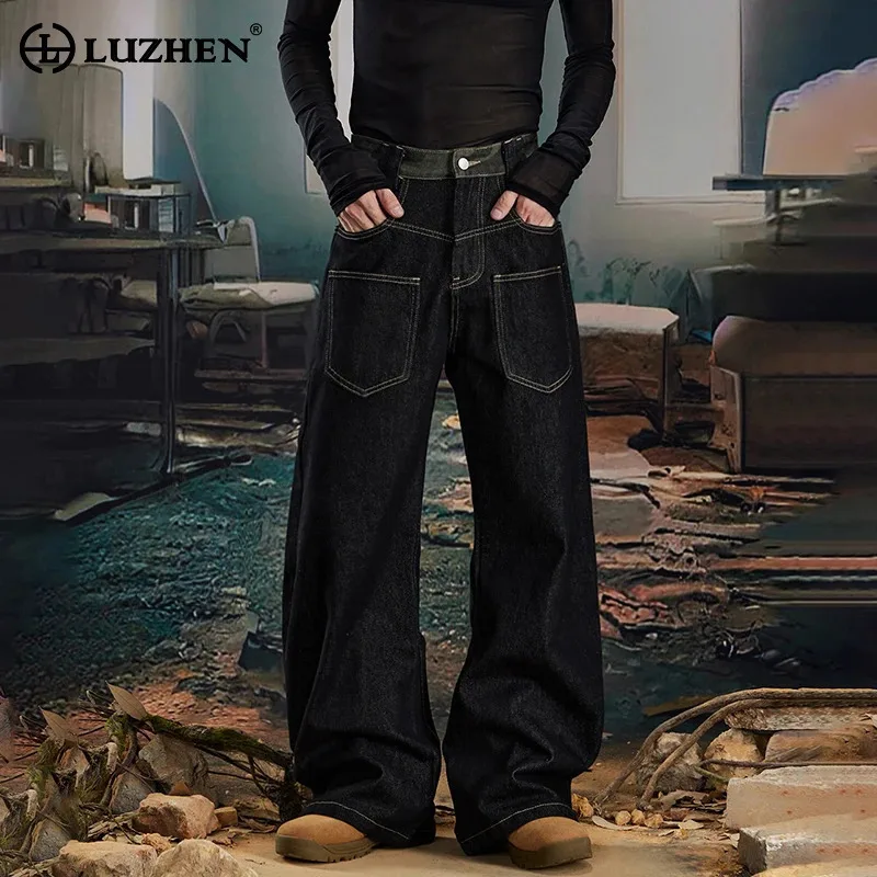 

LUZHEN Original Pockets Decorate Loose Straight Denim Pants Men's Streetwear 2025 New High Quality Handsome Casual Jeans JY3544