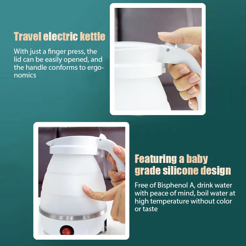 Mini Foldable Electric kettle Teapot Water Heater 600ML Household Portable Outdoor Travel Electric Kettle Water Boiling Pot 220V