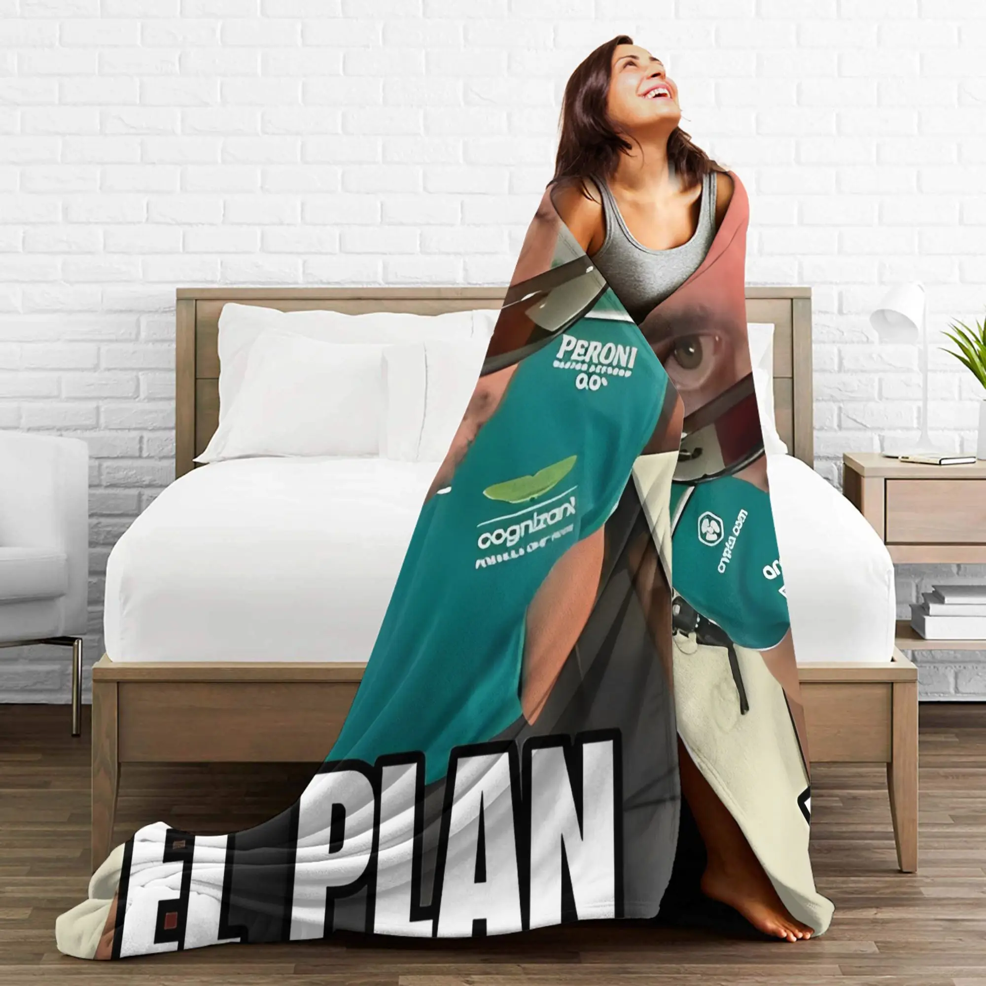 El Plan Fernandos Alonsos بطانية السفر مكتب الفانيلا رمي بطانية للأريكة كرسي لينة دافئة مخصصة جودة المفرش