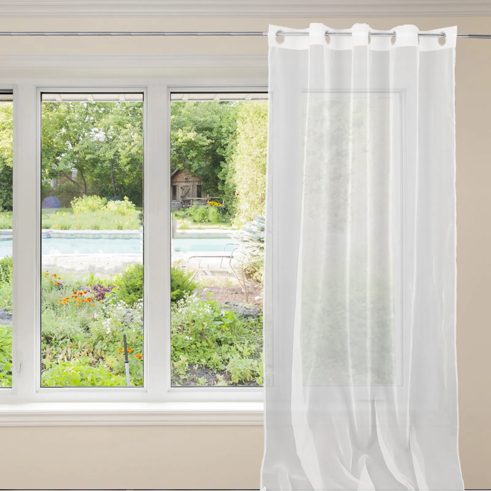 Translucent Sheer Curtains Polyester Lightfiltering Semi Blackout Balcony Bedroom Privacy Drapable Wrinkle Resistant Airy
