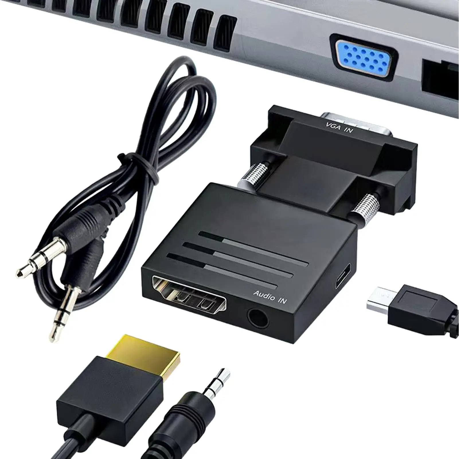 

HDMI-совместимый адаптер VGA, конвертер HDMI 1080P, HDMI (женский) в VGA (мужской) с аудиокабелем 3,5 мм для ноутбуков, ТВ-приставок, проекторов