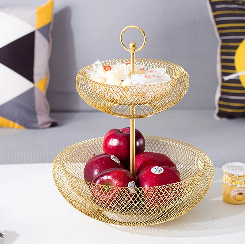 Iron 3 Tier Fruit Basket Fruit Bowl Iron Fruit Stand Home Creative Snacks Bread Storage Drain Basket Table Snacks Tray