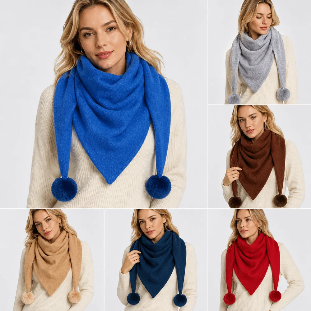 Casual Warm Triangle Scarf Pure Color Soft Fabric Knitted Scarf Neck Scarves Women