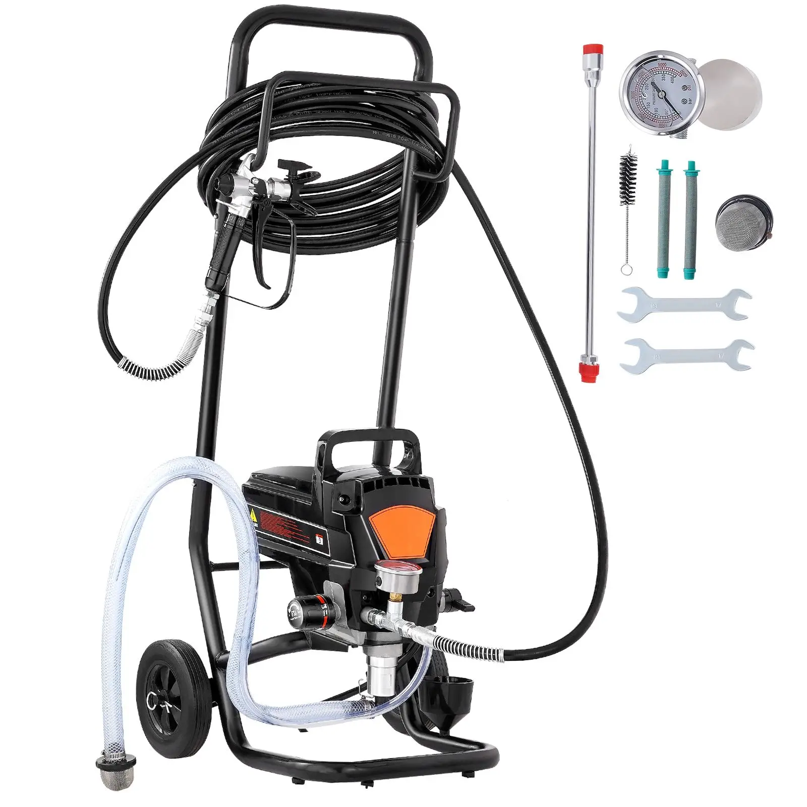 

Электрический безвоздушный распылитель краски 950 Вт, 3000 PSI, высокоэффективный, с тележкой, для внутренних и наружных работ, мебели, ограждений