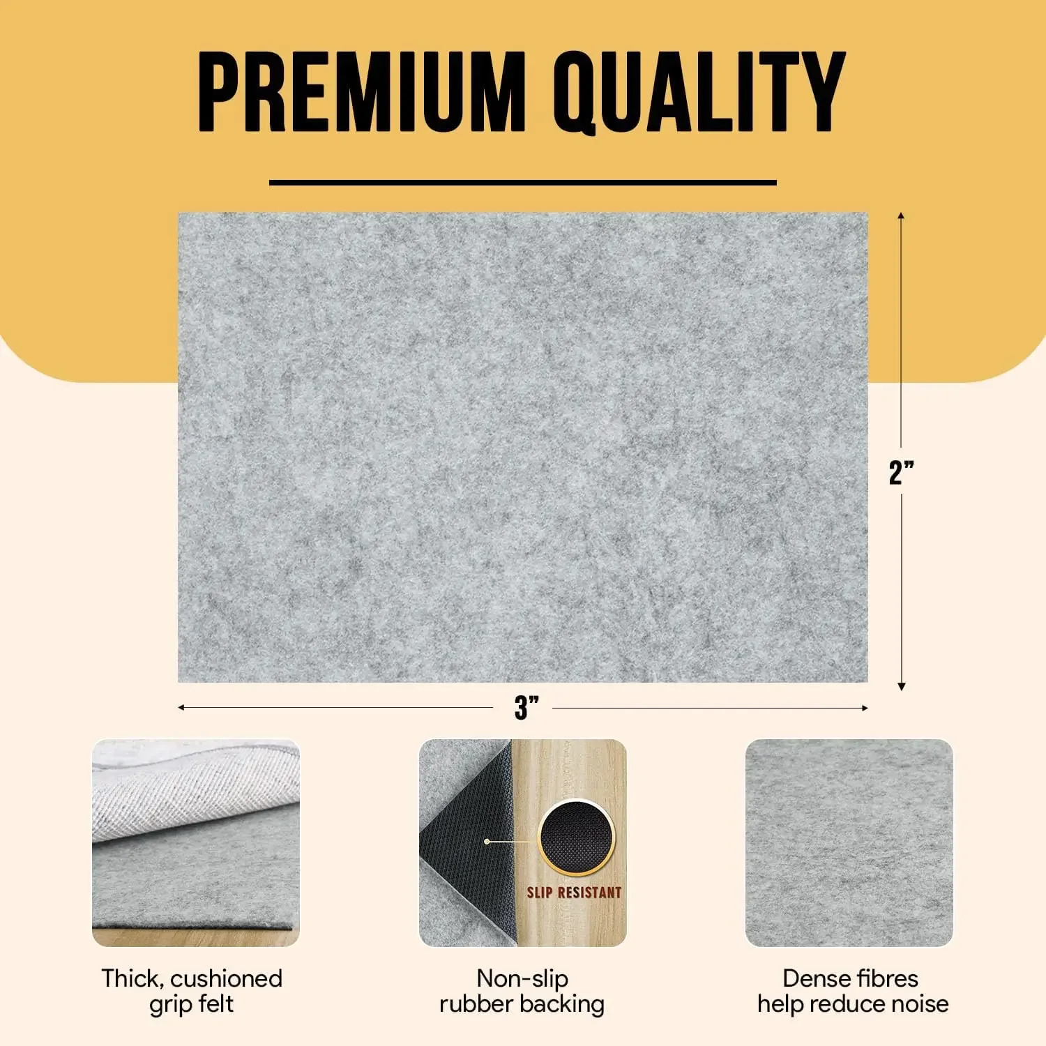Rutschfestes Teppichpolster, 4 x 6 Fuß, 4/25 Zoll dickes, mit Filz gepolstertes Gummi-Teppichgreiferpolster