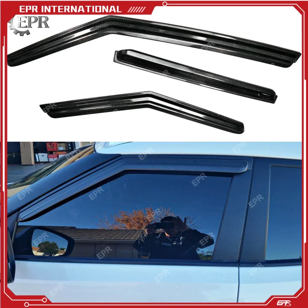 Carbon Window Eyebrow For Hyundai Veloster Carbon Fiber Window Visor (3pcs) Body Kits Tuning Trim Accessories For Veloster