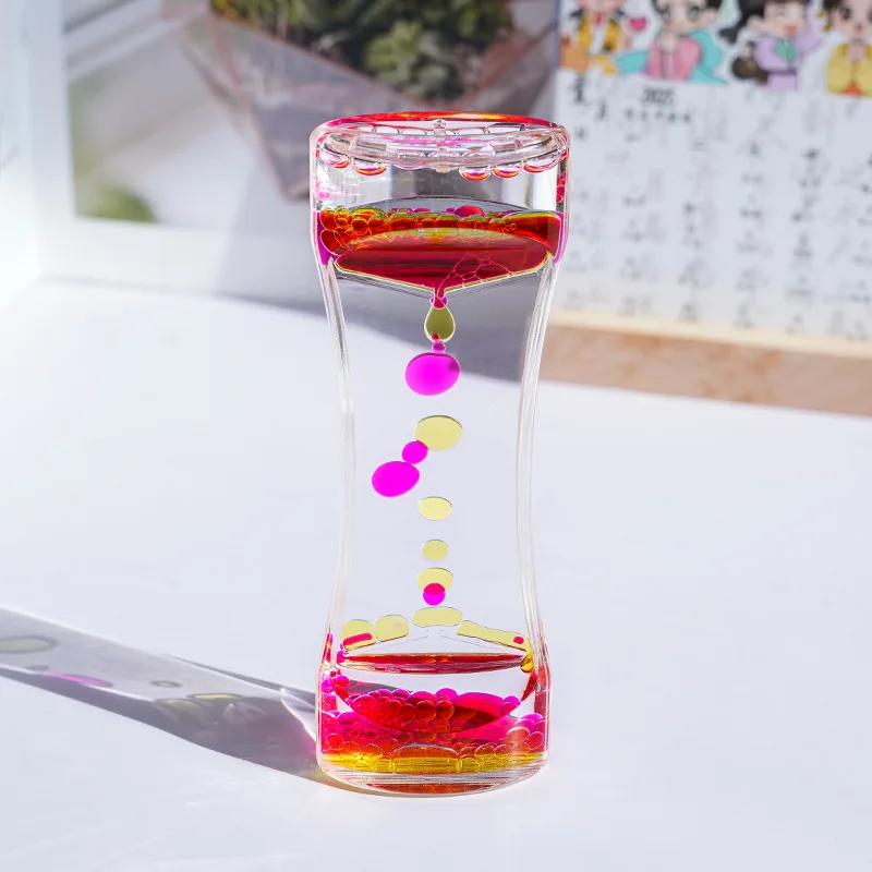 Liquid Motion Bubbler Timer Colorful Hourglass Liquid Bubbler Fidget Sensory Toy for Adults Stress Relief Calm Relax Activity
