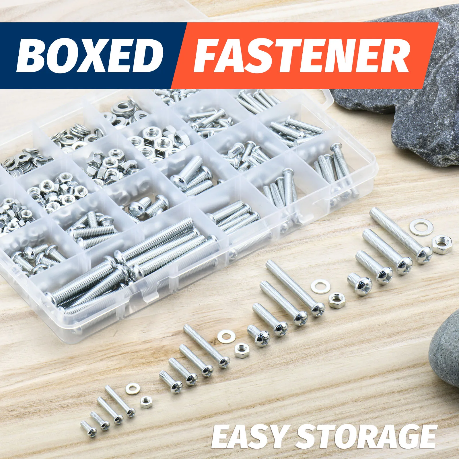 600Pcs Screws Bolts and Nuts Assortment Kit Metric Machine Screws and Flat Washers M3 M4 M5 M6 Phillips Pan Head Sets - 16 Sizes