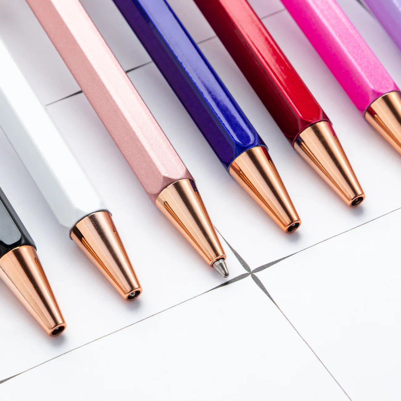 1 Piece Lytwtw's Creative Ballpoint Hexagon Metal press Pen Stationery School Office Supply image 3