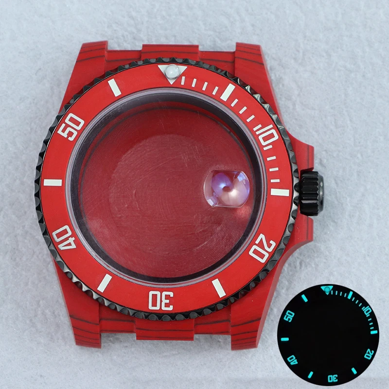 SEAGIS 40.5mm Real Carbon Fiber White Case Fit 3135 MOVT Sapphire Glass Carbon Fiber Bezel Blue Lume 27.5mm Dial