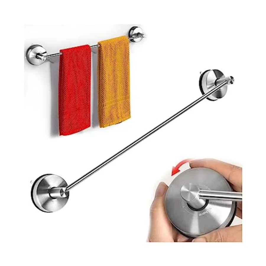 

Suction Cup Towel Bar for Shower 22 Inch Stainless Steel Bathroom Hand Towel Holder Suction Washcloth Holder Kitchen Towel Rack
