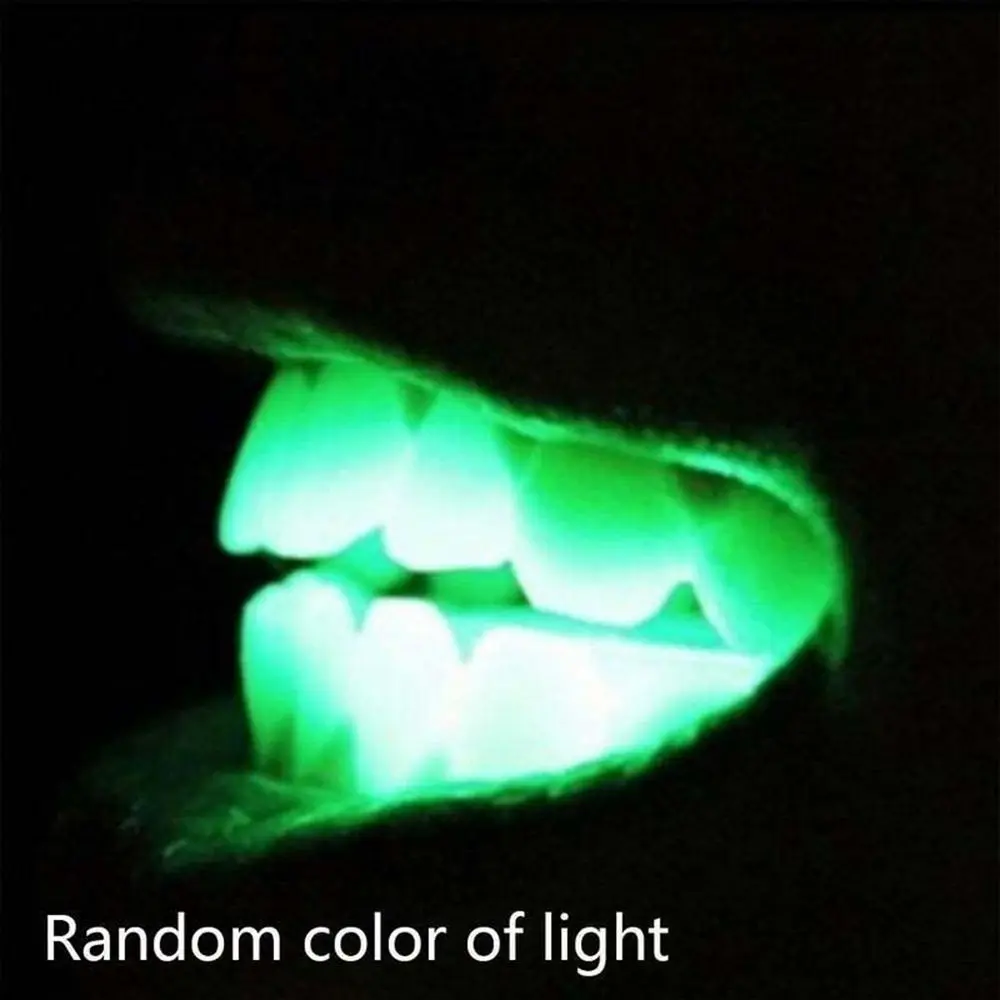 Halloween Party Glow LED Teeth Flashing Light Up Mouth Braces Music Festival Masquerade Funny Transparent Soft Gum Glowing Toys