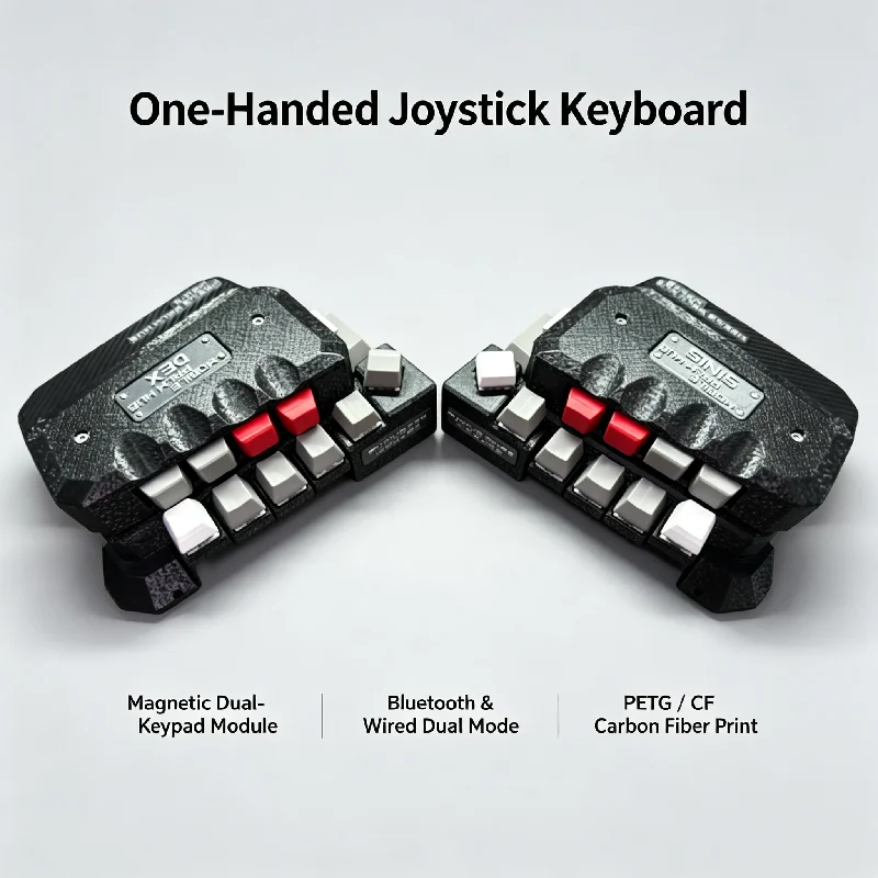 One Handed Joystick Keyboard Magnetic External Expansion Module Fdm/carbon Fiber Customize Diy Bluetooth Wired Gaming Keyboard