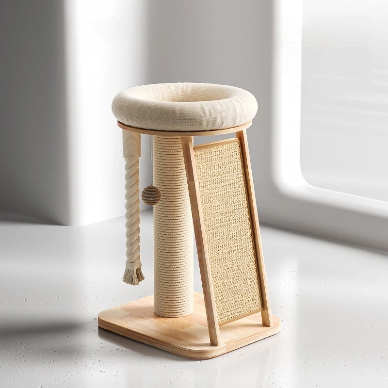 

Premium Cat Tree with Sisal Scratching Post & Cozy Bed - Sturdy Wooden Kitten Tower,Non-Shedding Scratching Board for Small cats