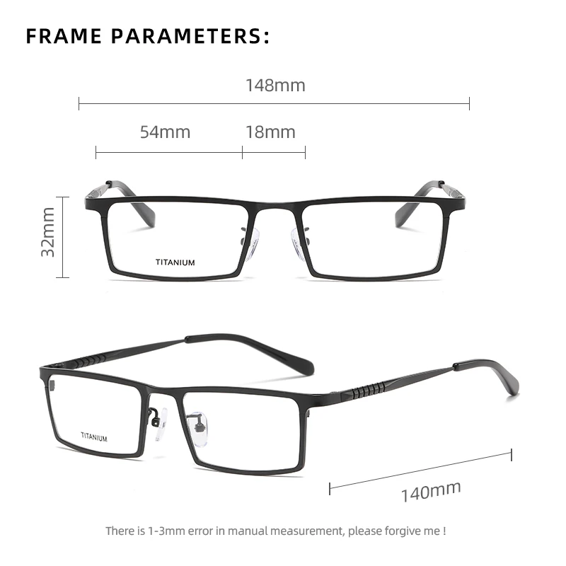 Reven Jate P8808 Full Rim Frame Pure Titanium Super Tough Temple Legs Prescription Eyeglasses Frame Optical Glasses