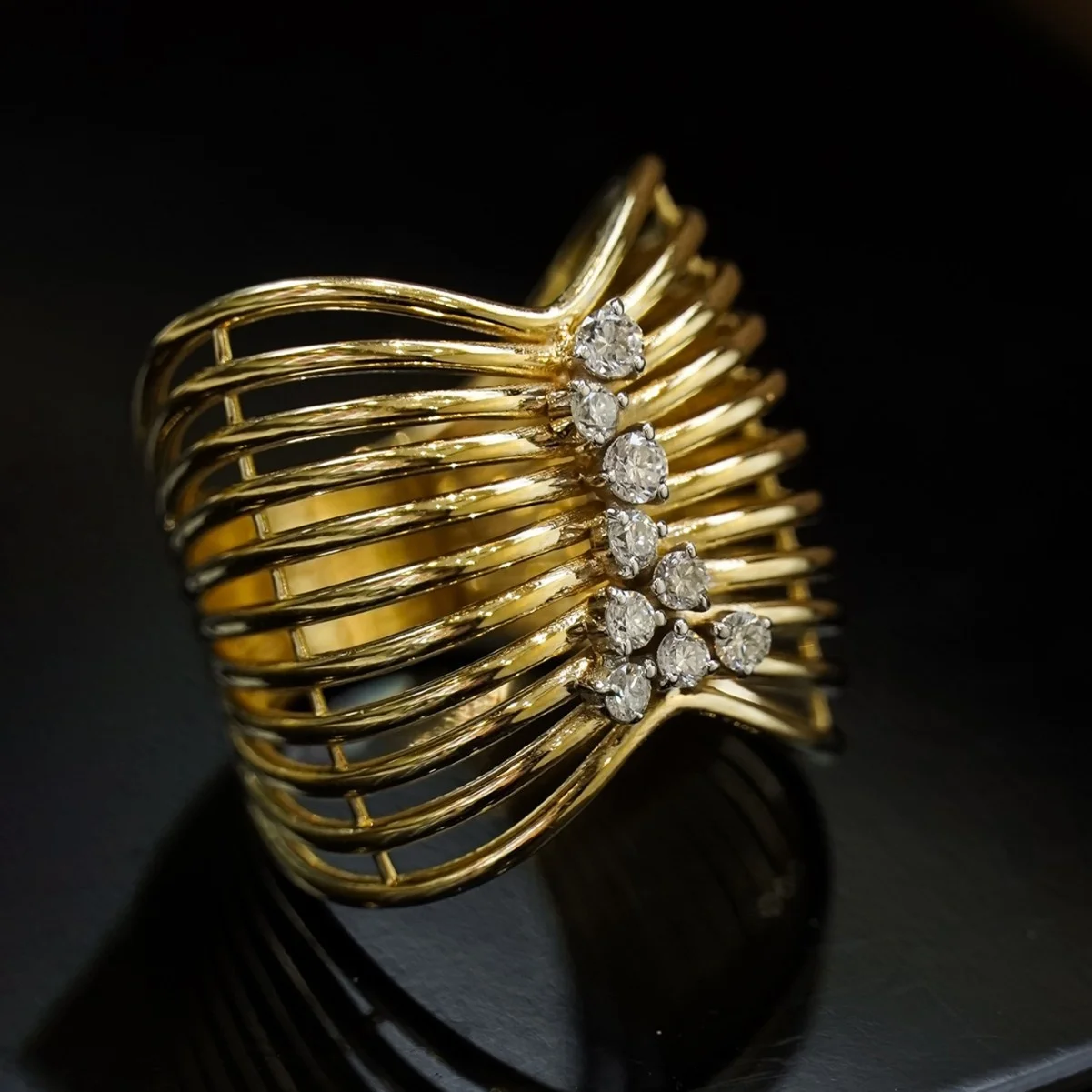 

Niche Modern 925 Silver Multi-layers Finger Band Unisex Diamond Irregular Wide Nest Rings For Women Men Personality Gold Jewelry