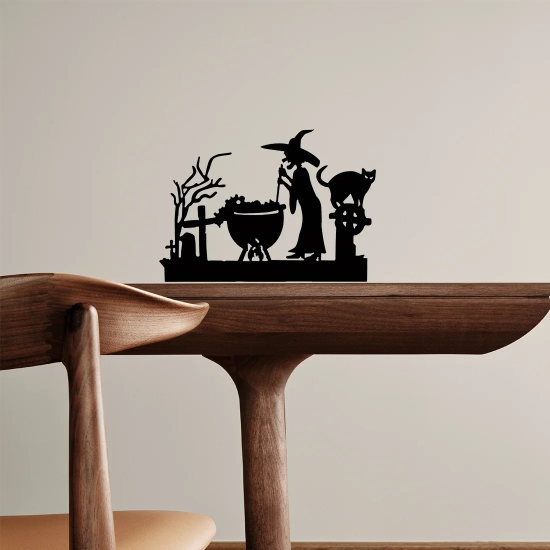 1pc Captivating Witch Desktop Decorations: Desktop Metal Work of Art and Bookends Decorative Piece. Delightful Halloween Decor