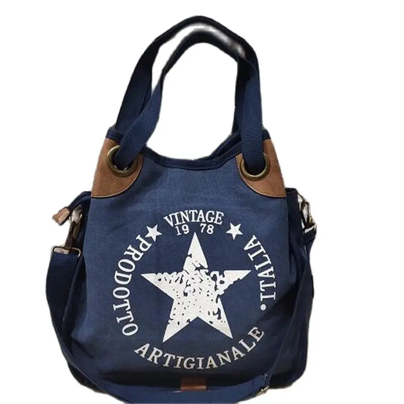 2023 Factory Price Women Printed Star Canvas Shoulder Bags Multifunctional Women Travel Handbags Top Quality Bags 4 Colors