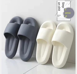 Summer men's slippers at home, thick soled bathroom, non slip and wear-resistant sandals for bathing, couple wearing super soft