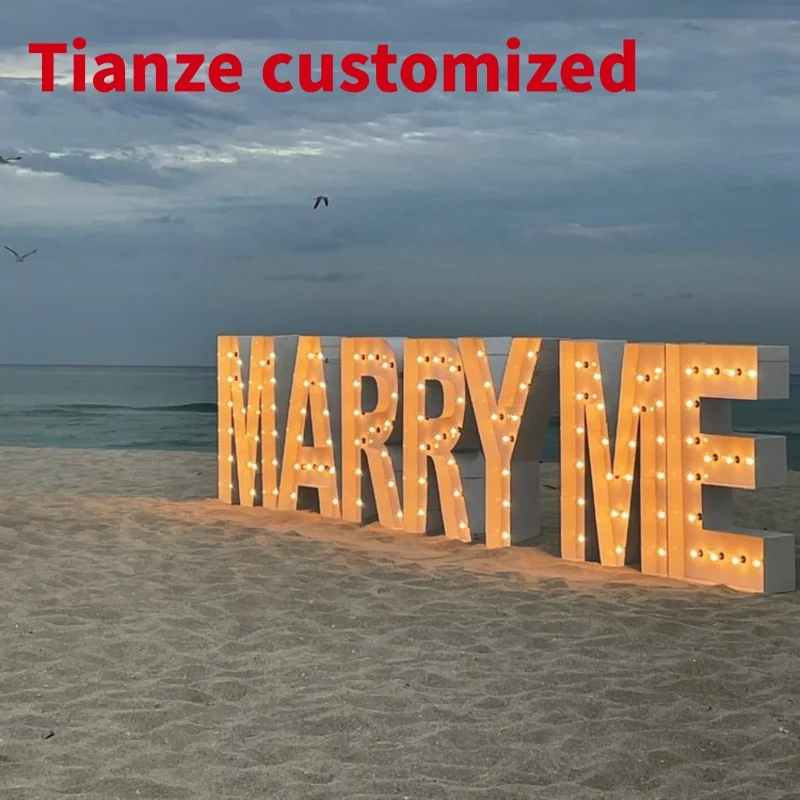 

(customized)2025 Marry Me Wedding Light Up 4ft Letters Custom Bulb Sign Marquee Numbers Metal 3d With Factory Prices