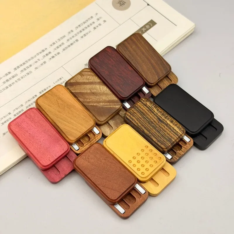 Strong Magnetic Sandalwood EDC Push Card Polished Craft Fidget Toy Protective for Stress Relief & Collection