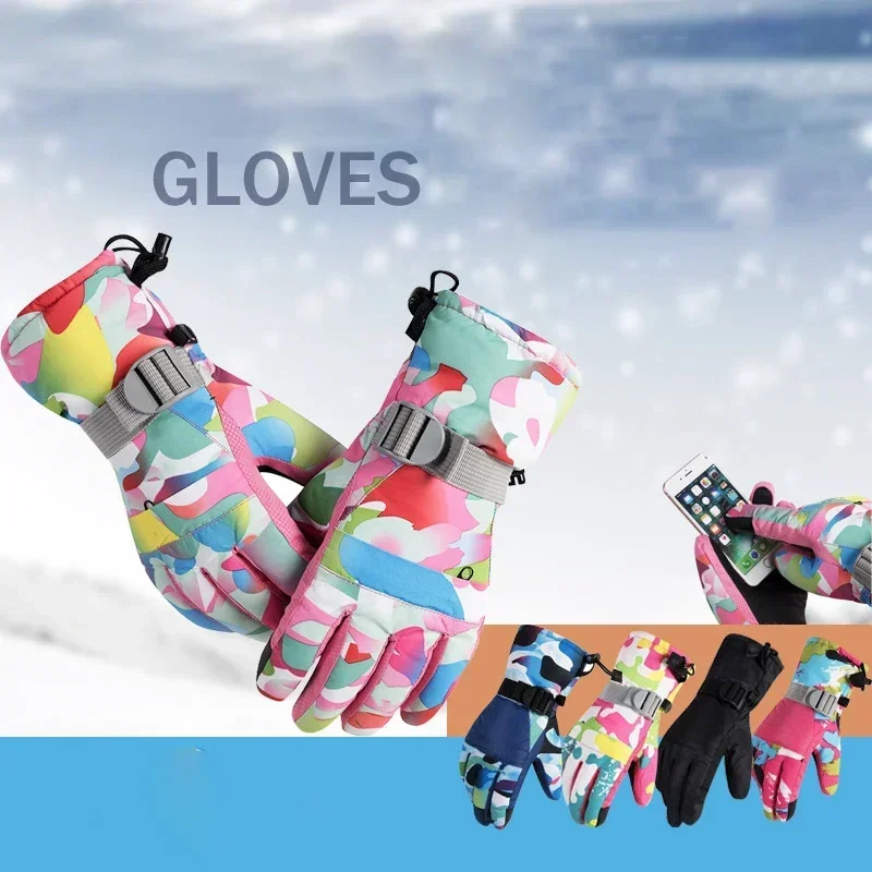 2025 Waterproof Woman Men Sow Gloves Warm Heated Skiing Mittens Sports Mountain Women Ski Gloves Winter Snowboard Skiers Clothes