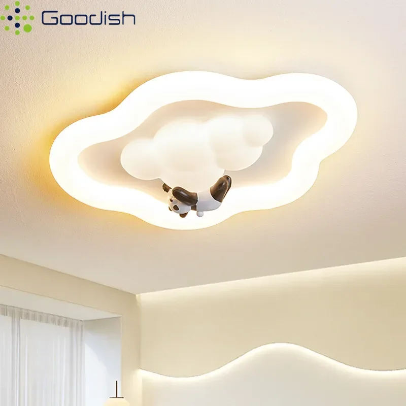 Modern Nordic Luxury Cartoon Cute Cream Rabbit Panda LED Home Ceiling Lights Creative Lamp for Living Room Decoration Chandelier