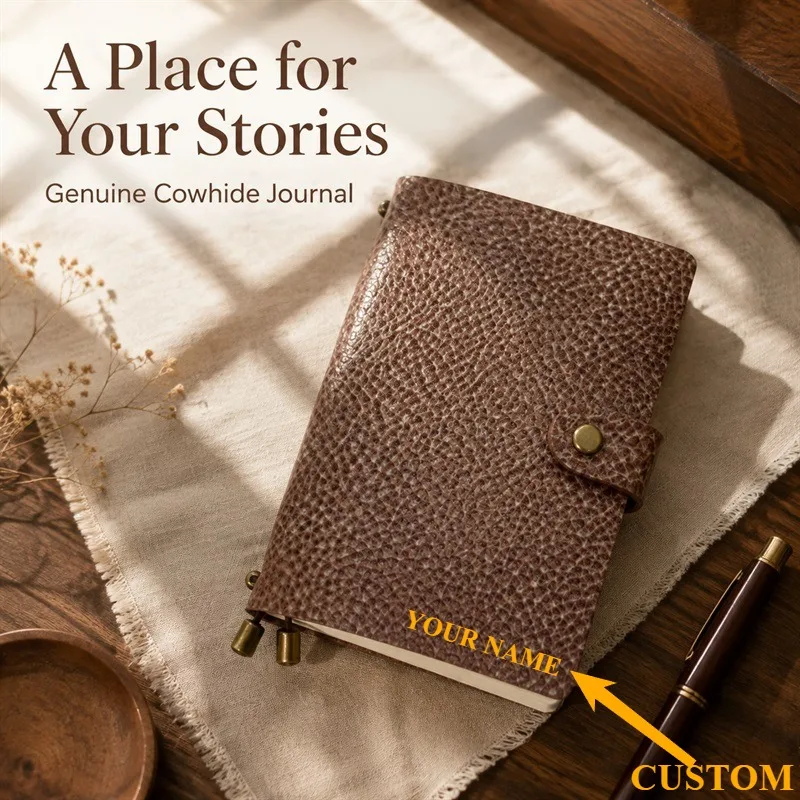 A6 Waxed Grain Leather Traveler Notebook Loose Leaf TN Journal Minimalist Genuine Leather Diary Planner Custom Engraving