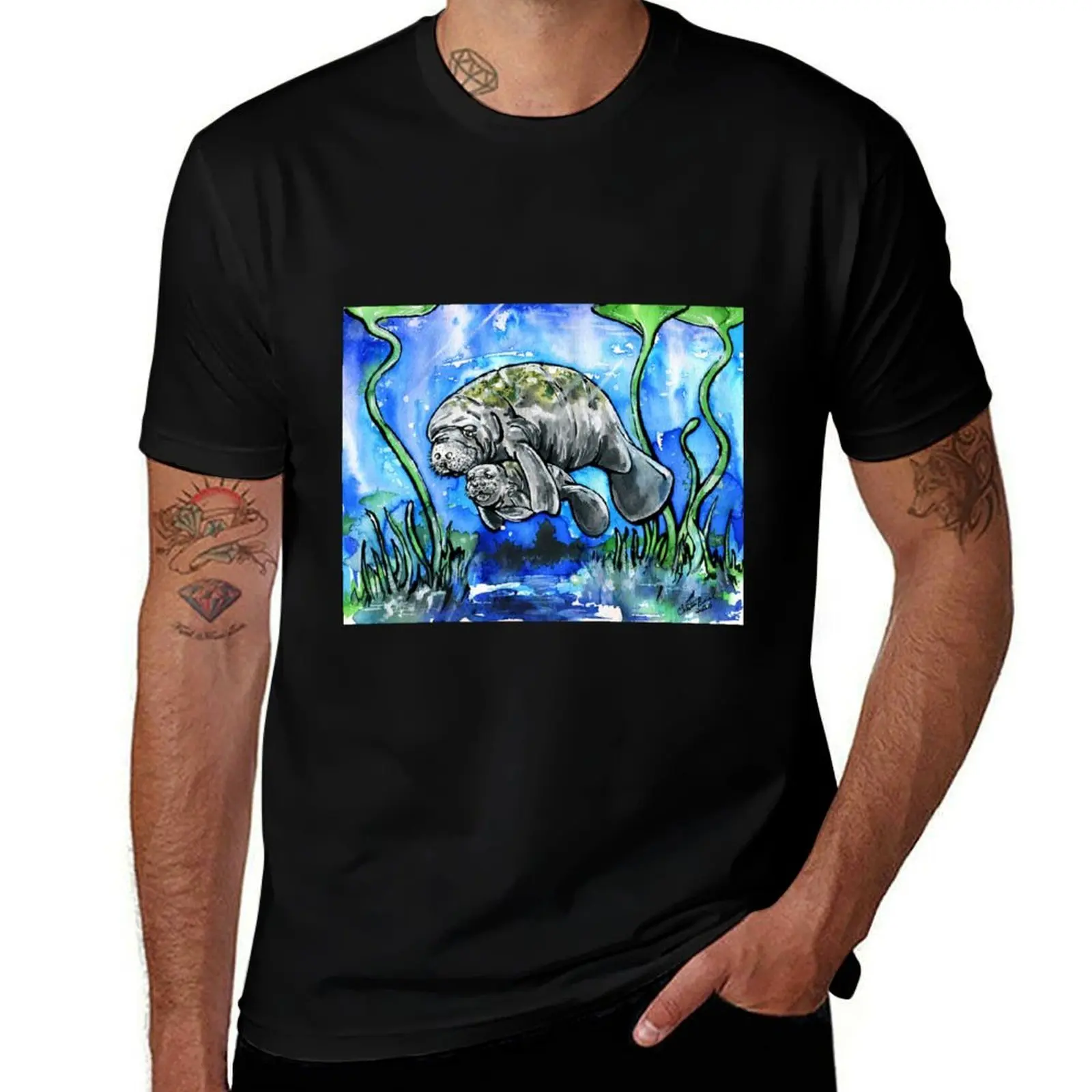 Sea Cows and Sea Cuddles - Manatees T-Shirt Outdoor Work Short Sleeve Top