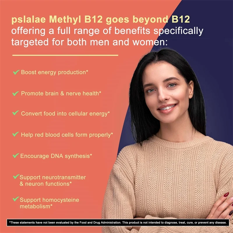 Vitamin B12 - 5000 MCG Supplement -Benefits Brain & Heart Function, Supports Memory, Learning, Helps Boost Natural Energy