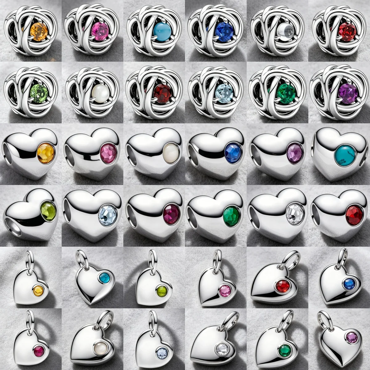 December Birthday Bird's Nest Love Colorful Zircon DIY Pendant Talisman 925 Silver Bead Fit for Original Bracelet High Jewelry
