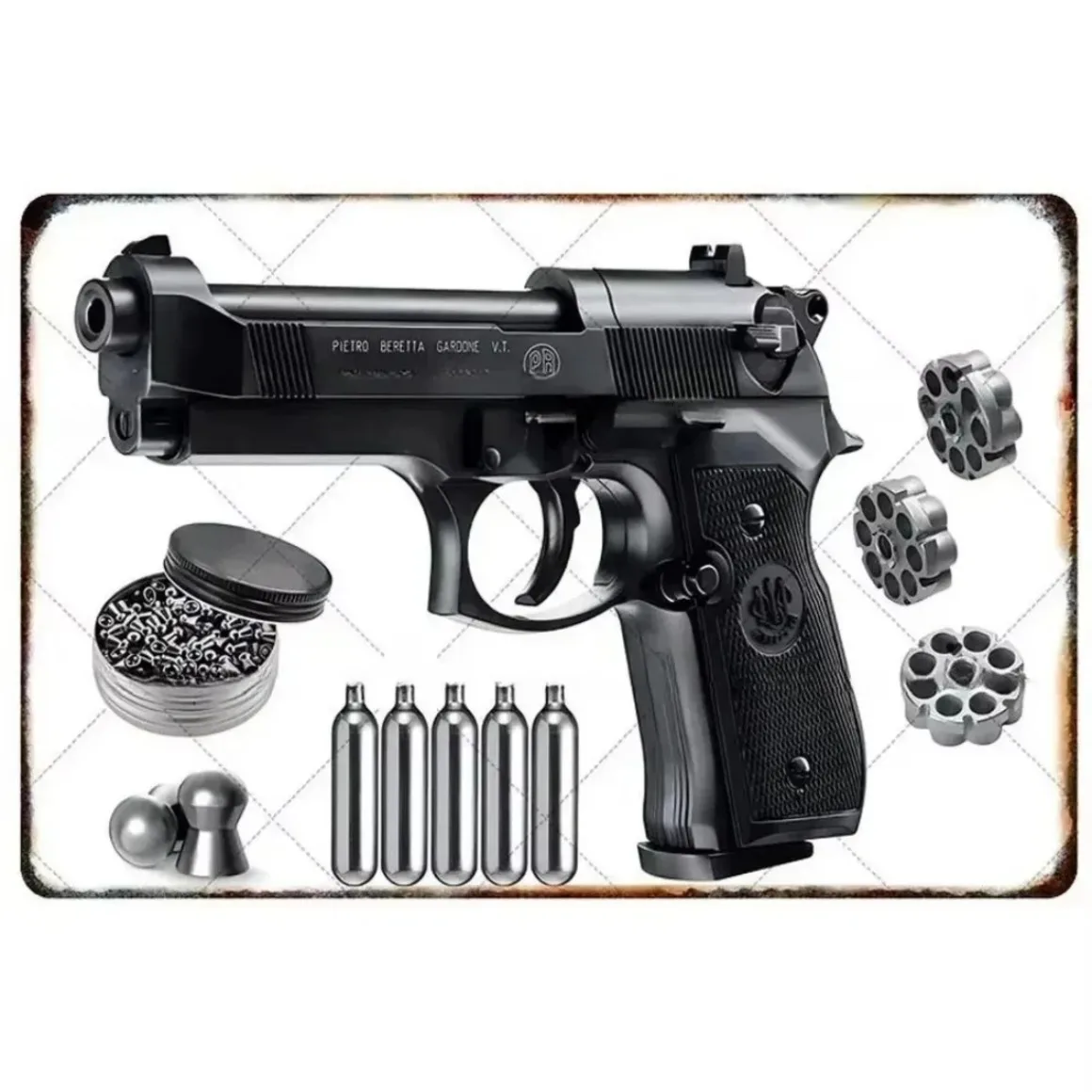 2026 Metallschilder mit Pistolenmotiv, Militärischer Flair, Ideal als Wanddekoration in Männerhöhlen, Zuhause, Cafés, Gärten, Clubs und Bars