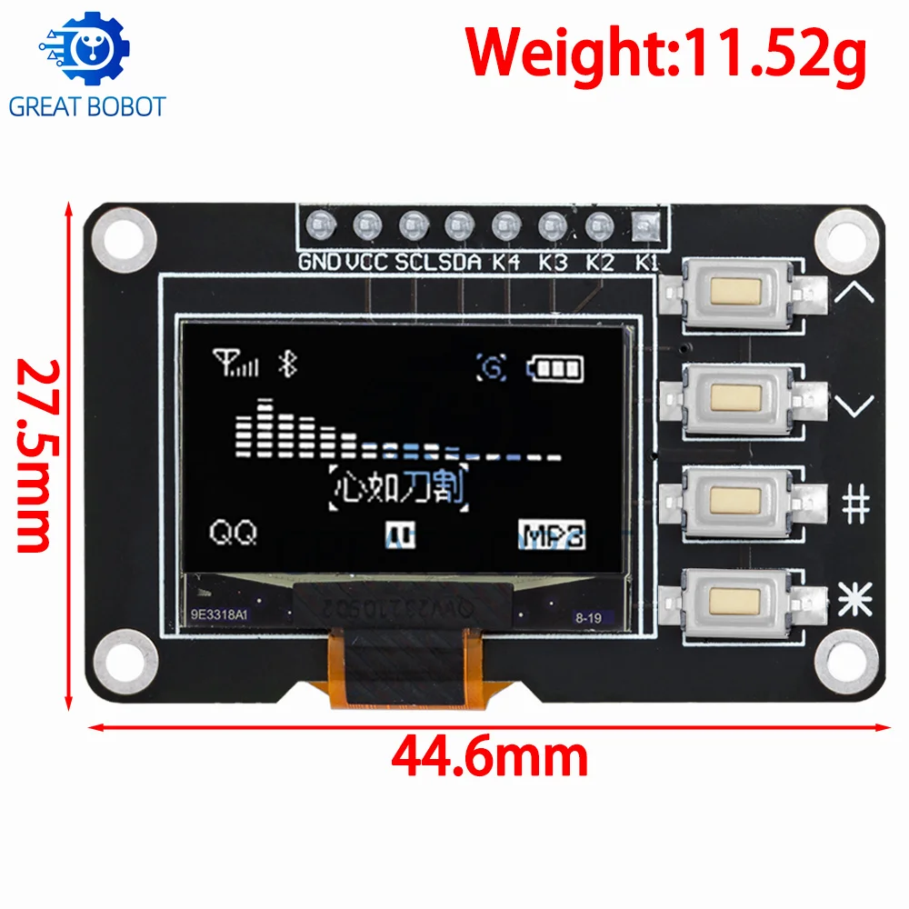 شاشة LCD OLED لاردوينو ، شاشة عرض مع مفتاح 4x4 ، I2C ، SSD1315 ، IIC ، أبيض ، أزرق ، أزرق ، أصفر ،