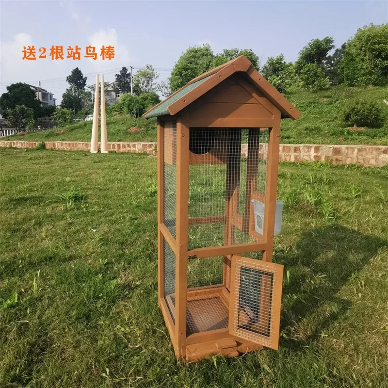 Outdoor solid wood bird cage ornamental bird nest sparrow house parrot bird house outdoor villa breeding cage