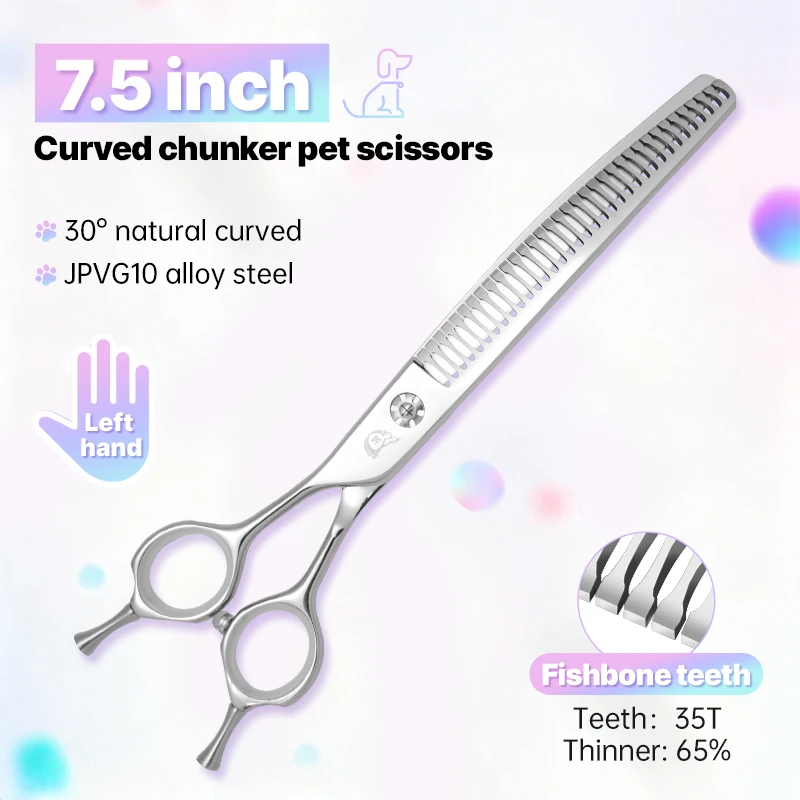 Kraan 7. 5Inch High-End Linkerhand Hond Grooming Schaar Hond Schaar Gebogen Chunker & Dunner & Magische Schaar scharen Voor Huisdier - afbeelding 1
