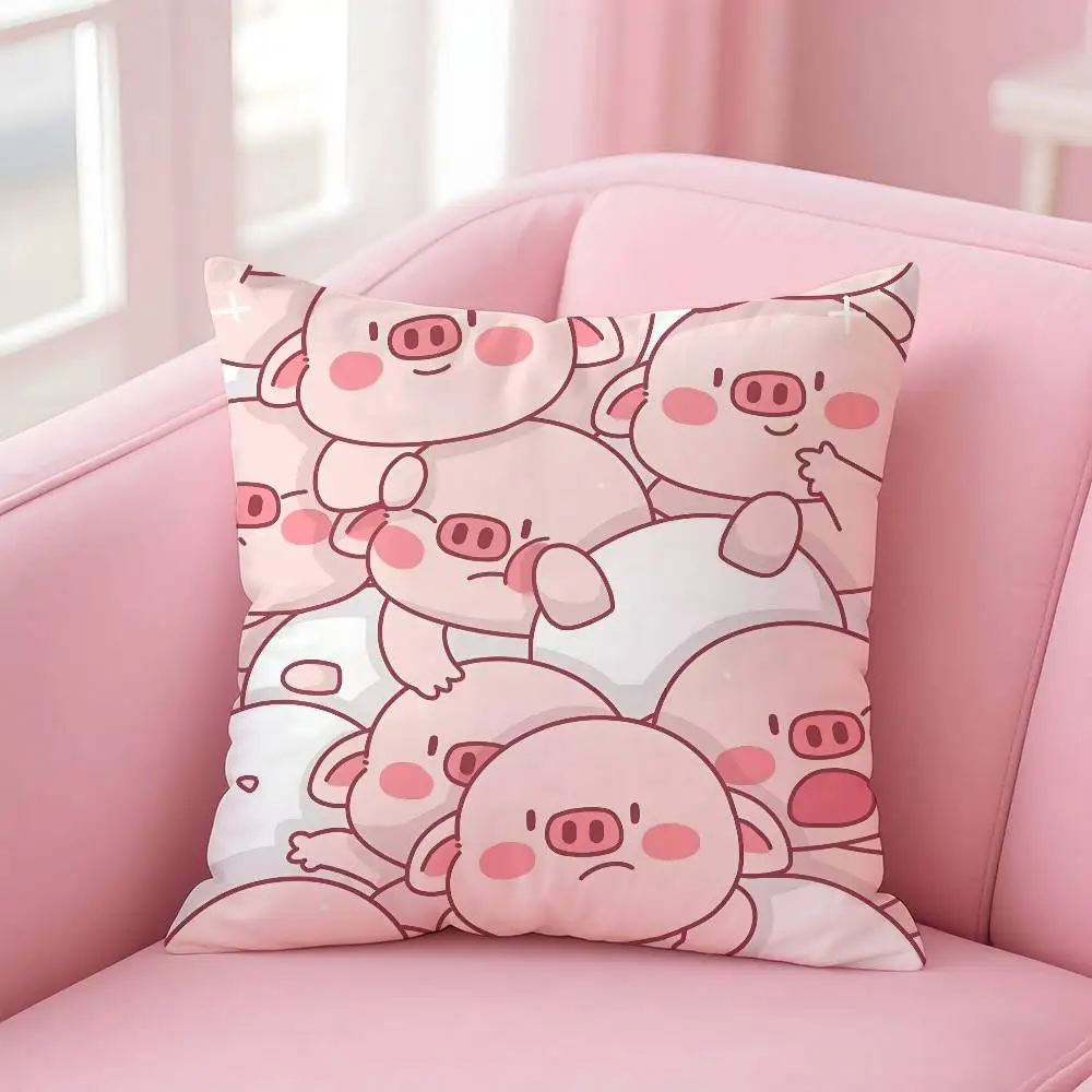 لطيف أنيمي الوردي خنزير Kwaii الكرتون كيس وسادة آمنة مخصص صور وسادة ، مكافحة تتلاشى نحى الصوف وسادة ، الأمهات #4